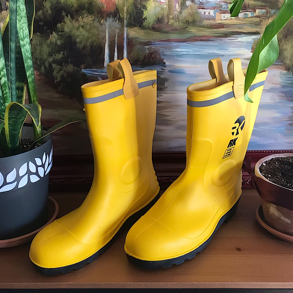 RK Mens Waterproof Rubber Sole Rain Boots - Yellow